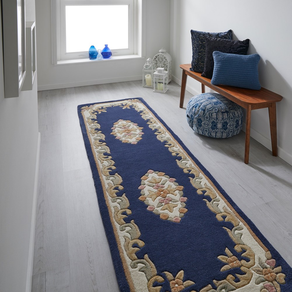 Royal Aubusson Runner rugs in Blue